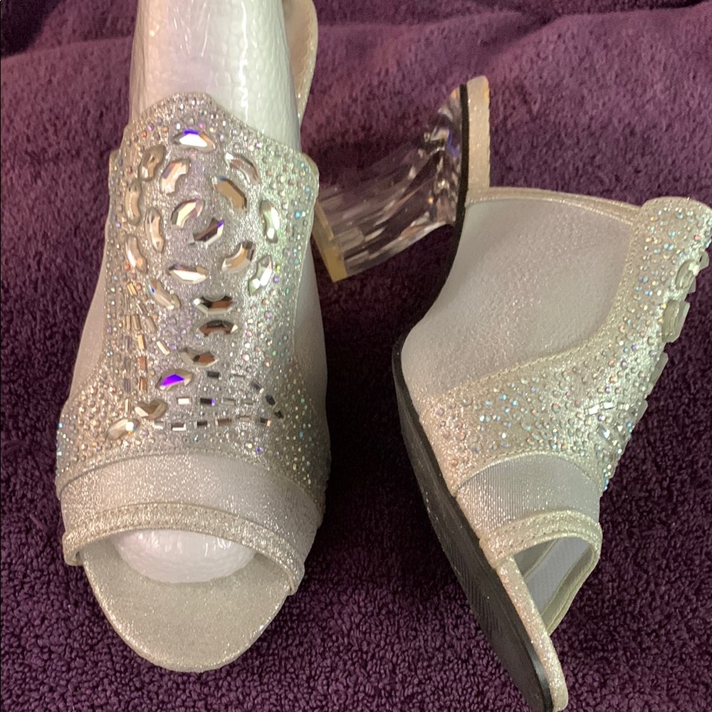 Elegant Silver Women's Heels Size 10